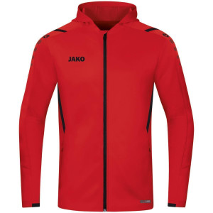 JAKO Trainingsjacke Challenge mit Kapuze, rot/schwarz, Größe: L