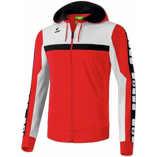 ERIMA 5-CUBES Trainingsjacke mit Kapuze rot/weiß/schwarz