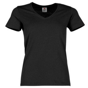 Damen T-Shirt, Classic V-Neck black opal S