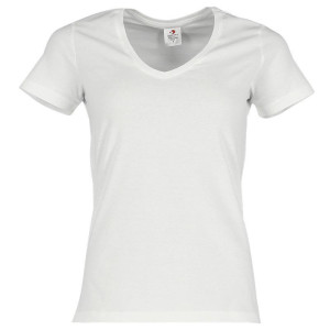 Damen T-Shirt, Classic V-Neck weiß XL